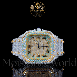 Montre-bracelet élégante en alliage de quartz avec boîtier carré, cadran de 42 mm, bracelet de 20 mm, aiguille en moissanite couleur D VVS1, montre de luxe de précision pour les soirées - Product Image 5