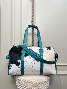 กระเป๋าหนังวัวแท้กระเป๋าใส่ของอเนกประสงค์, กระเป๋าเดินทางใช้ได้ทั้งชายและหญิงกระเป๋าสะพายเส้นผมสีเทอร์ควอยซ์ขนาดใหญ่ - Product Image 4