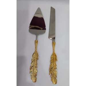 Dual Tone Silver and Gold Polished Decorative <b>Cake</b> <b>Server</b> with Handcrafted for Banquets and Weddings Dining High Quality - Product Image 1