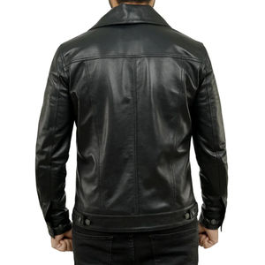 Men Premium Soft <b>Leather</b> <b>Jacket</b> Classic Full Zip Comfortable Durable Casual Fashion Regular Fit Outerwear <b>Winter</b> Breathable - Product Image 3