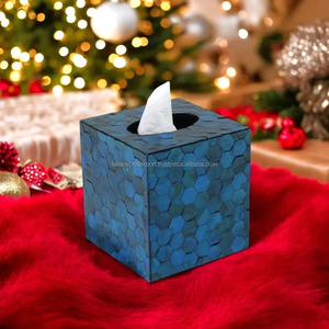 Tissé mère de perle boîte à mouchoirs élégant artisanat porte-mouchoirs pour salle de bain salon moderne décoratif meilleur bois par FWE - Product Image 1