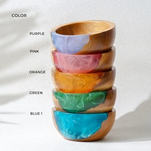 Bol en résine époxy moderne personnalisé avec logo, pièce décorative artisanale en bois de burl naturel pour l'intérieur de la maison - Product Image 6