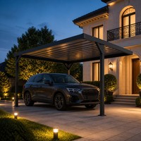 Abri de stationnement pour 2 voitures Angye, moderne et luxueux, personnalisé pour villa, avec toit en aluminium thermolaqué et auvent imperméable