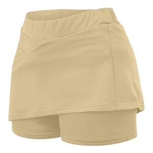 Women Built-In Shorts <b>Elastic</b> Waist Solid Color Asymmetrical Wrap Sport <b>Skirt</b> Breathable Woven Mini Length Orange Polyester - Product Image 4