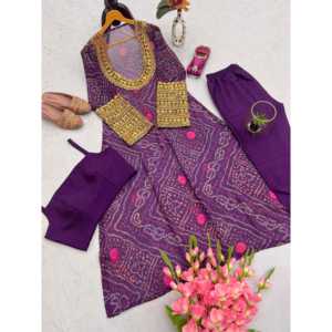 Conjunto de traje de fiesta de mujer de diseñador elegante y elegante con impresiones digitales - Product Image 2