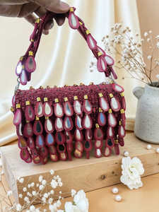 Pochette de soirée artisanale perlée écologique avec décoration de perles, fermeture éclair à pompon, sac à bandoulière pour mariage, fête, cadeau - Product Image 4