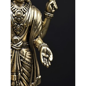 Estatua de Karttikeya (Lord Murugan) de cuatro brazos superfino en latón con escultura de pie pequeña de pavo real - Product Image 2