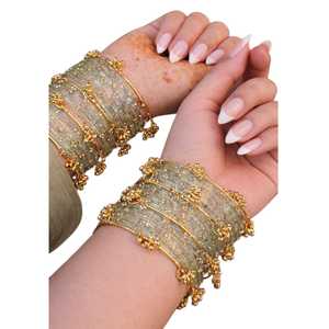 Bracelets Ghungroo Jhumki dorés de haute qualité 100% cachemiri, brillants, pour mariage et fêtes, prix de gros premium, Churiyan Punjabi - Product Image 1