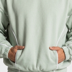 Sudadera con Capucha para Hombre OEM, Diseño de Contraste en Color Pistacho, Estilo Casual, Talla Grande, Sudadera de Felpa Premium - Product Image 4