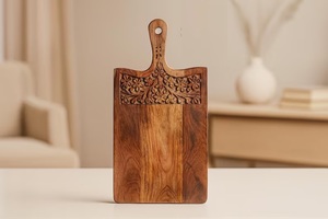 เขียงไม้ชีแฮมไม้แกะแกะลายดอกไม้แกะสลักด้วยมือกระดานเสิร์ฟอาหารในครัวมีความหนาทนทาน - Product Image 3
