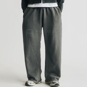 Pantalones de chándal personalizados de tejido grueso con lavado mineral para hombre, de alta calidad, lisos, estilo vintage con lavado ácido, streetwear, de pierna ancha, al por mayor - Product Image 2