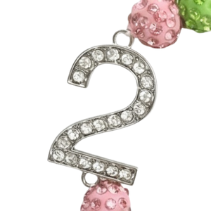 AKA White Pearl Line Number Bracelet Pink Green Sparkle <b>Beads</b> <b>Crystal</b> Number Charm Elegant Women Wrist Jewelry Fashion Gift - Product Image 6