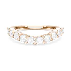 Bagues de mariage demi-éternité incurvées empilables, bijoux fins minimalistes avec diamant de laboratoire taille ronde, or massif 14K 18K, fabricant - Product Image 5
