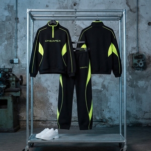 Women's <b>Black</b> Neon Green Quarter Zip Tracksuit Set Sportswear Pullover Sweatshirt <b>Jogger</b> Pants Casual Streetwear - Product Image 6
