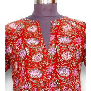 Women's Sweet Mini Casual Lace Up Cotton Short <b>Dresses</b> Hand Block Printed Design A-Line Cute Pockets Simple Everyday Wear - Product Image 3