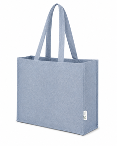 Sac fourre-tout en coton recyclé mélangé bleu clair 50,5x36x11 cm, logo personnalisé, sac de shopping promotionnel réutilisable, vente en gros, OEM, ODM, export - Product Image 3