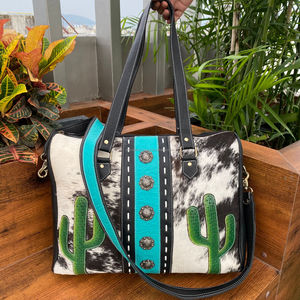 กระเป๋าหนังขนวัวสไตล์ตะวันตกใช้ได้หลากหลายทั้งชายและหญิงรุ่นใหม่ออกใหม่กระเป๋าดัฟเฟิลขนาดใหญ่ทำด้วยมือกระเป๋าถือแฟชั่นสำหรับเดินทาง - Product Image 3