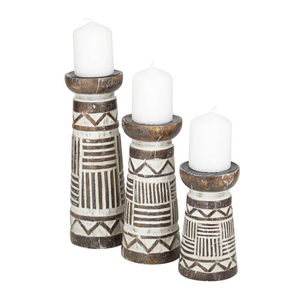 Juego de Figuras Rectangulares de Madera Maciza Ecológicas, 3 Soportes de Pilar Modernos Tallados a Mano y Pulidos, Decoración Clásica Vintage para el Hogar y Bodas - Product Image 2