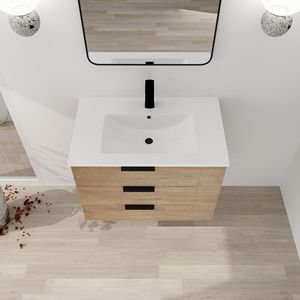 Lavandino da bagno a parete da 30 pollici con cassetto Soft-Close per lavello e Shelf-G-BVB01430IMO-GRB3020MOWH laterali - Product Image 5