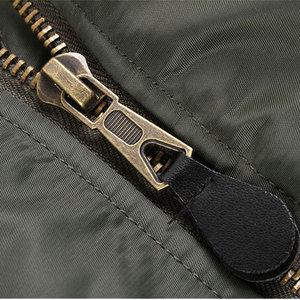 Men's Black Solid Color Polyester Windproof Bomber Jacket with Zipper Closure Stand Collar Casual Autumn Regular Fit - Product Image 6