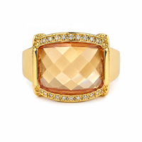 Bague Chevalière Unisexe en Argent Sterling 925 Plaqué Or avec Zirconium Taille Coussin Champagne, Luxe, Vente en Gros pour Cérémonie de Remise des Diplômes