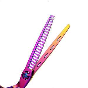 Ciseaux de toilettage pour animaux de compagnie de haute qualité, ensemble de ciseaux en titane, ciseaux professionnels incurvés pour effiler, lame incurvée, couleur arc-en-ciel, pour chiens - Product Image 3