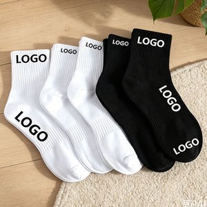 Custom Ankle <b>Socks</b> White Black Cotton Breathable Letter Logo Cuff for Adults Daily Casual Summer Wear - Product Image 6