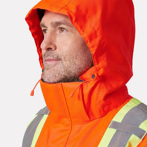 Veste de sécurité haute visibilité imperméable en polyester avec bande réfléchissante, capuche unisexe, toutes saisons, pour travaux de construction, extérieur, gardes - Product Image 5