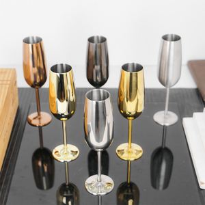 Custom Color Logo 260ml Stainless Steel Champagne Flute Unbreakable Metal Stem Wine Glass for Party Wedding Restaurant - Product Image 1