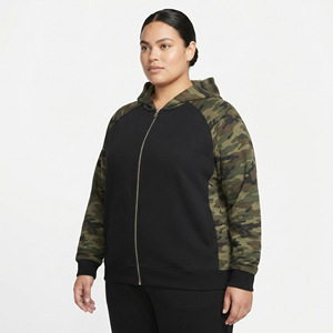 Sudadera con capucha y cremallera para mujer, talla grande, manga larga, estampado de camuflaje, chaqueta de forro polar, ropa informal de invierno para mujer, sudadera con capucha y cremallera - Product Image 3