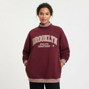เสื้อสเวตเชิ้ตคอกลมโอเวอร์ไซส์สำหรับผู้หญิง ปักลายตัวอักษร พิมพ์ลาย ผ้าฝ้ายถัก 100% เหมาะสำหรับใส่ในฤดูใบไม้ผลิ - Product Image 3