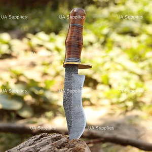 Couteau à lame fixe en acier Damas avec manche en bois, couteau de chasse à pointe tombante de 13 pouces, forgé à la main, personnalisable OEM ODM - Product Image 2