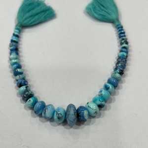Perles Rondelles Lisses en Turquoise Naturelle Golden Hill 5-9mm Bleu Pastel, Fil de 78 carats, Turquoise du Kazakhstan Non Traité, Qualité AA - Product Image 4