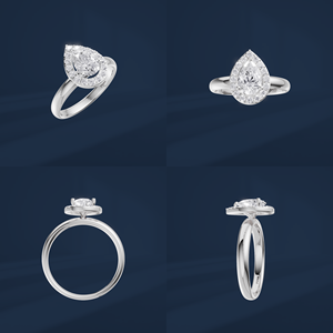 Bague de fiançailles classique en diamant taille poire en platine PT950 avec sertissage halo pour femme - Product Image 6