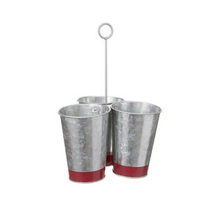 Porte-ustensiles en métal galvanisé au design moderne pour comptoir de cuisine, style farmhouse, avec poignée, 3 compartiments, en solde - Product Image 1