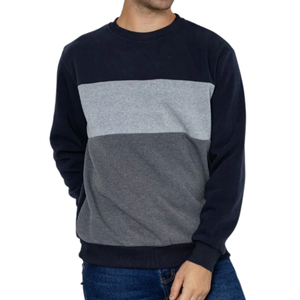 Sudadera Personalizada para Hombre con Paneles en el Pecho en Azul Marino y Gris, Estilo Casual para Otoño, Sudaderas al por Mayor OEM para Hombre - Product Image 1