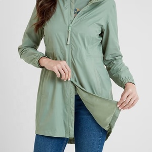 <b>Women's</b> <b>Packable</b> Woven Bomber Rain <b>Jacket</b> Hooded Waterproof Full Zip Outdoor Travel Windproof - Product Image 4