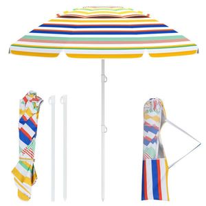 Ombrellone da Spiaggia Portatile 6.5ft UPF50+ Colorato in Poliestere con Rivestimento Argentato 3 Sezioni Facile da Montare Senza Attrezzi - Product Image 1