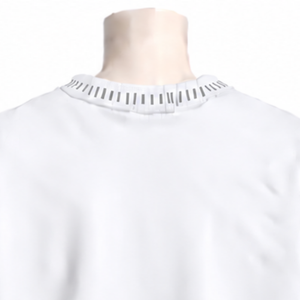 <b>Mens</b> <b>White</b> Stitched Border Distressed Crewneck <b>Sweatshirt</b> Loose Fit Long Sleeve Pullover Casual Streetwear Fashion Everyday Top - Product Image 4