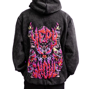 Sudadera con Capucha de Invierno, Corte Regular, Lavado Ácido Personalizado, con Estampado Gráfico Frontal |   Sudadera Transpirable de Felpa de Algodón Grueso de 370 g/m² para Hombre - Product Image 5