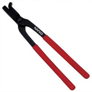 High Quality Reusable Forged Veterinary Instrument Handmade Curved Jaw Farrier <b>Hoof</b> Clincher with Red Grip Straight Design <b>Black</b> - Product Image 1