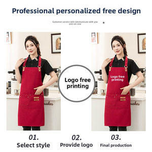 Tablier classique réutilisable et durable en polyester avec poche avant, option logo personnalisé, couleur noire, pour la vaisselle et la cuisine - Product Image 6
