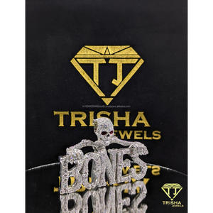 Colgante de calaveras de diseñador con diamante cultivado en laboratorio, plata de ley 925, cadena de lujo estilo hip hop de Trisha Jewels - Product Image 2