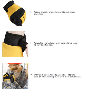 Guantes de Trabajo Mecánicos de Cuero Unisex con Agarre Extra, Guantes de Seguridad para Mecánicos con Dedos Completos, al Mejor Precio y Buena Venta - Product Image 6