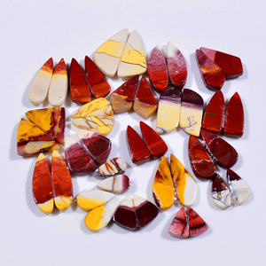 Pierre de Mookaite Jasper Naturelle Cabochon Couleurs Mixtes, Paire de Pierres Précieuses pour la Fabrication de Bijoux en Gros, 20x40mm, 4x5 grammes - Product Image 4