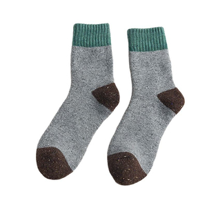 Unisex Premium Thick <b>Wool</b> Crew <b>Socks</b> Green Speckled Knitted Breathable Eco-Friendly Winter Mid Calf <b>Socks</b> OEM - Product Image 2
