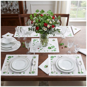 Ensemble de sets de table et de serviettes en lin 100% lavable, broderie personnalisée en gros, décoration de table pour la maison, les restaurants, les mariages et les événements - Product Image 3