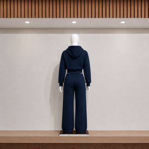 Ensemble 2 pièces de haute qualité pour femme : sweat à capuche court et pantalon large à paillettes et strass, tenue décontractée longueur pleine - Product Image 2