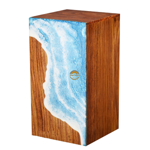 Handcrafted Ocean Wave Resin & Natural Wood Cremation Urn Blue Epoxy Ashes <b>Box</b> Artistic Funeral <b>Memorial</b> <b>Keepsake</b> by AYAANS - Product Image 4
