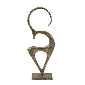 Aluminium & Wood Reindeer with Rectangle Base Dead <b>Matt</b> Black Powder Coaded Tabletop Home Decor Desktop Sculpture - Product Image 1